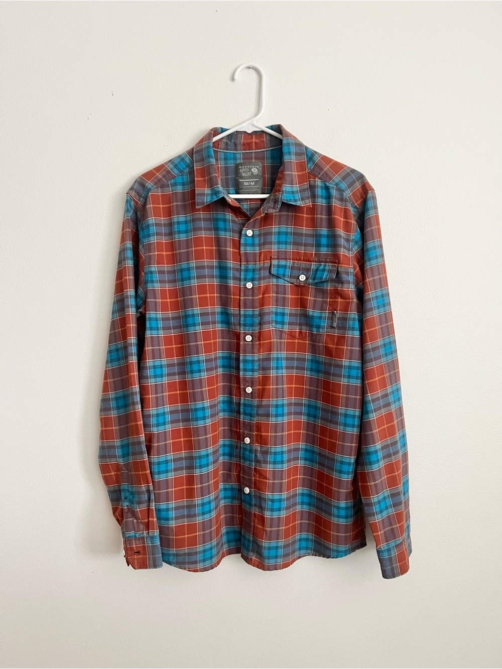 Mountain Hardware Mens Plaid Button Up Shirt Size M Gorpcore Hiking Top Outdoors